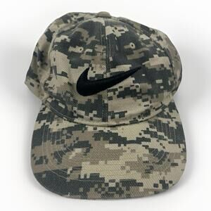 Nike Army Hat Digital Camo Adjustable Strap Green Beige Cap Black Logo Swoop Men